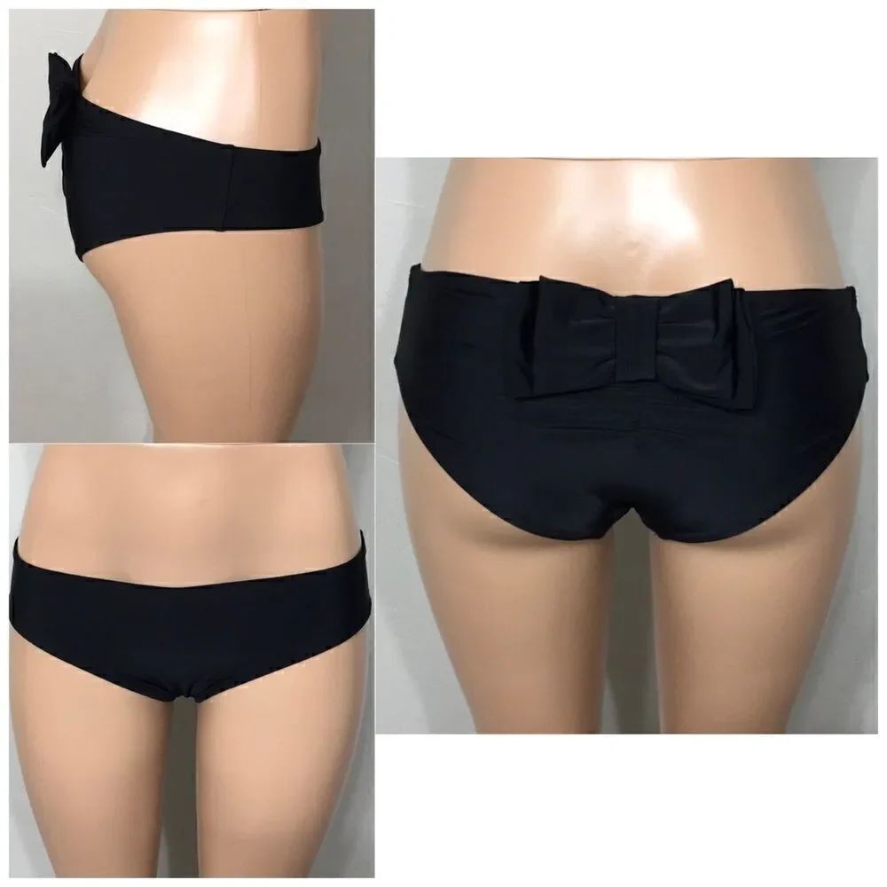 Black bow bikini bottoms
